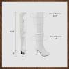 DREAM PAIRS Women’s HIGHPLAT Black Chunky Thigh High Over The Knee High Heel Boots(Sarah-white/Pu)