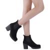 DREAM PAIRS Women’s High Chunky Heel Chelsea Ankle Boots Slip On Elastic Fall Heeled Booties Shoes(Black)