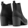 DREAM PAIRS Women’s High Chunky Heel Chelsea Ankle Boots Slip On Elastic Fall Heeled Booties Shoes(Black/Pu)