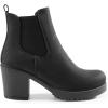 DREAM PAIRS Women’s High Chunky Heel Chelsea Ankle Boots Slip On Elastic Fall Heeled Booties Shoes(Black/Pu)