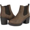DREAM PAIRS Women’s High Chunky Heel Chelsea Ankle Boots Slip On Elastic Fall Heeled Booties Shoes(Brown/Pu)