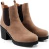 DREAM PAIRS Women’s High Chunky Heel Chelsea Ankle Boots Slip On Elastic Fall Heeled Booties Shoes(Camel/Pu)