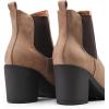 DREAM PAIRS Women’s High Chunky Heel Chelsea Ankle Boots Slip On Elastic Fall Heeled Booties Shoes(Camel/Pu)