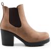 DREAM PAIRS Women’s High Chunky Heel Chelsea Ankle Boots Slip On Elastic Fall Heeled Booties Shoes(Camel/Pu)