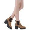 DREAM PAIRS Women’s High Chunky Heel Chelsea Ankle Boots Slip On Elastic Fall Heeled Booties Shoes(Camel/Pu)