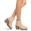 DREAM PAIRS Women’s High Chunky Heel Chelsea Ankle Boots Slip On Elastic Fall Heeled Booties Shoes(Nude-suede)