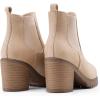 DREAM PAIRS Women’s High Chunky Heel Chelsea Ankle Boots Slip On Elastic Fall Heeled Booties Shoes(Nude-suede)