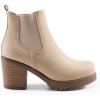 DREAM PAIRS Women’s High Chunky Heel Chelsea Ankle Boots Slip On Elastic Fall Heeled Booties Shoes(Nude-suede)