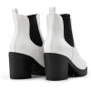 DREAM PAIRS Women’s High Chunky Heel Chelsea Ankle Boots Slip On Elastic Fall Heeled Booties Shoes(White/Black)