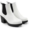 DREAM PAIRS Women’s High Chunky Heel Chelsea Ankle Boots Slip On Elastic Fall Heeled Booties Shoes(White/Black)