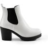 DREAM PAIRS Women’s High Chunky Heel Chelsea Ankle Boots Slip On Elastic Fall Heeled Booties Shoes(White/Black)