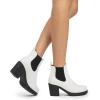 DREAM PAIRS Women’s High Chunky Heel Chelsea Ankle Boots Slip On Elastic Fall Heeled Booties Shoes(White/Black)