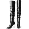 DREAM PAIRS Women’s High Heels Over The Knee Boots Thigh High Pointed Toe Stiletto Long Fall Sexy Boots(Black-pu)
