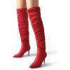 DREAM PAIRS Women’s High Heels Over The Knee Boots Thigh High Pointed Toe Stiletto Long Fall Sexy Boots(Red-suede)