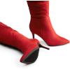 DREAM PAIRS Women’s High Heels Over The Knee Boots Thigh High Pointed Toe Stiletto Long Fall Sexy Boots(Red-suede)