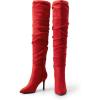 DREAM PAIRS Women’s High Heels Over The Knee Boots Thigh High Pointed Toe Stiletto Long Fall Sexy Boots(Red-suede)