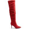 DREAM PAIRS Women’s High Heels Over The Knee Boots Thigh High Pointed Toe Stiletto Long Fall Sexy Boots(Red-suede)