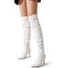 DREAM PAIRS Women’s High Heels Over The Knee Boots Thigh High Pointed Toe Stiletto Long Fall Sexy Boots(White-pu)