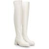 DREAM PAIRS Women’s Knee High Boots, Platform Over The Knee High Chunky Heel Fashion Boots for Women(White-pu)
