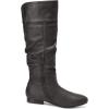DREAM PAIRS Women’s Knee High Pull On Fall Weather Winter Boots(Black/Pu)