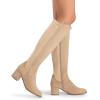 DREAM PAIRS Women’s Knee High Stretchy Fashion Boots(Nude-suede)