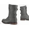 DREAM PAIRS Women’s Mid Calf Built-in Wallet Pocket Lace up Military Combat Boots(Grey)