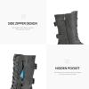 DREAM PAIRS Women’s Mid Calf Built-in Wallet Pocket Lace up Military Combat Boots(Grey)