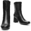 DREAM PAIRS Women’s Mid Calf Gogo Boots Low Block Heel Square Toe Ankle Boot with Zipper for Party Cosplay Dance(Black)