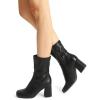 DREAM PAIRS Women’s Mid Calf Gogo Boots Low Block Heel Square Toe Ankle Boot with Zipper for Party Cosplay Dance(Black)