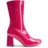 DREAM PAIRS Women’s Mid Calf Gogo Boots Low Block Heel Square Toe Ankle Boot with Zipper for Party Cosplay Dance(Hot Pink)