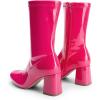 DREAM PAIRS Women’s Mid Calf Gogo Boots Low Block Heel Square Toe Ankle Boot with Zipper for Party Cosplay Dance(Hot Pink)