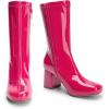 DREAM PAIRS Women’s Mid Calf Gogo Boots Low Block Heel Square Toe Ankle Boot with Zipper for Party Cosplay Dance(Hot Pink)