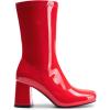 DREAM PAIRS Women’s Mid Calf Gogo Boots Low Block Heel Square Toe Ankle Boot with Zipper for Party Cosplay Dance(Red)