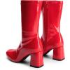 DREAM PAIRS Women’s Mid Calf Gogo Boots Low Block Heel Square Toe Ankle Boot with Zipper for Party Cosplay Dance(Red)