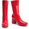 DREAM PAIRS Women’s Mid Calf Gogo Boots Low Block Heel Square Toe Ankle Boot with Zipper for Party Cosplay Dance(Red)