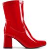 DREAM PAIRS Women’s Mid Calf Gogo Boots Low Block Heel Square Toe Ankle Boot with Zipper for Party Cosplay Dance(Red-pat)