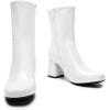 DREAM PAIRS Women’s Mid Calf Gogo Boots Low Block Heel Square Toe Ankle Boot with Zipper for Party Cosplay Dance(White-pat)
