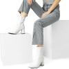 DREAM PAIRS Women’s Mid Calf Gogo Boots Low Block Heel Square Toe Ankle Boot with Zipper for Party Cosplay Dance(White-pat)