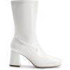 DREAM PAIRS Women’s Mid Calf Gogo Boots Low Block Heel Square Toe Ankle Boot with Zipper for Party Cosplay Dance(White-pat-1)