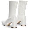 DREAM PAIRS Women’s Mid Calf Gogo Boots Low Block Heel Square Toe Ankle Boot with Zipper for Party Cosplay Dance(White-pat-1)