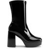 DREAM PAIRS Women’s Mid Calf Gogo Boots Platform High Chunky Block Heel Square Toe Ankle Boots(Black-pat)