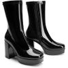 DREAM PAIRS Women’s Mid Calf Gogo Boots Platform High Chunky Block Heel Square Toe Ankle Boots(Black-pat)