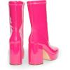 DREAM PAIRS Women’s Mid Calf Gogo Boots Platform High Chunky Block Heel Square Toe Ankle Boots(Hot Pink-pat)