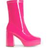 DREAM PAIRS Women’s Mid Calf Gogo Boots Platform High Chunky Block Heel Square Toe Ankle Boots(Hot Pink-pat)
