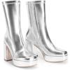 DREAM PAIRS Women’s Mid Calf Gogo Boots Platform High Chunky Block Heel Square Toe Ankle Boots(Metallic Silver)