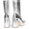 DREAM PAIRS Women’s Mid Calf Gogo Boots Platform High Chunky Block Heel Square Toe Ankle Boots(Metallic Silver)