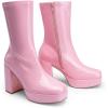 DREAM PAIRS Women’s Mid Calf Gogo Boots Platform High Chunky Block Heel Square Toe Ankle Boots(Pink)