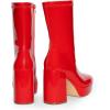DREAM PAIRS Women’s Mid Calf Gogo Boots Platform High Chunky Block Heel Square Toe Ankle Boots(Red-pat)