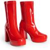 DREAM PAIRS Women’s Mid Calf Gogo Boots Platform High Chunky Block Heel Square Toe Ankle Boots(Red-pat)