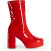 DREAM PAIRS Women’s Mid Calf Gogo Boots Platform High Chunky Block Heel Square Toe Ankle Boots(Red-pat)